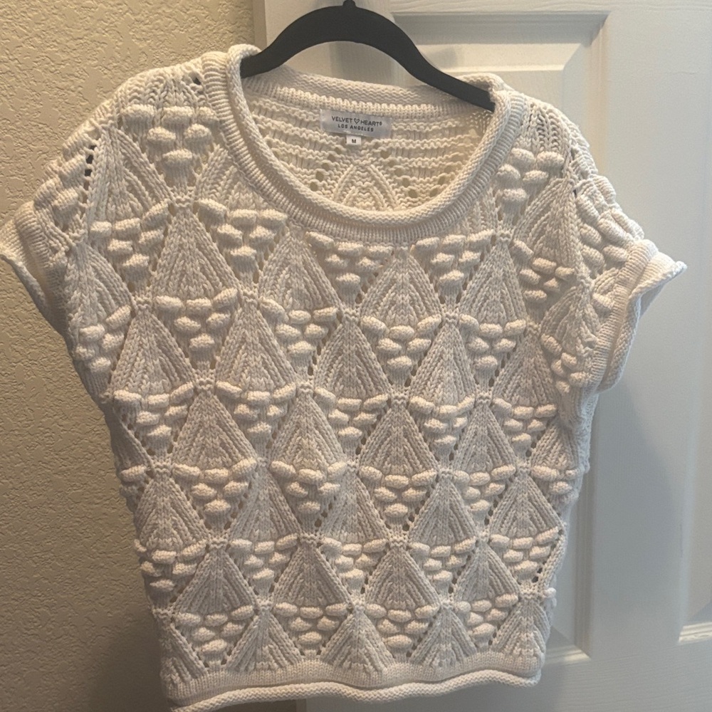 Velvet Heart Cream Knit Top